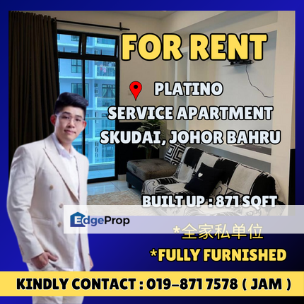 The Platino, Skudai. Service Apartment With Fully Furnished For Rent. Good Location and Near Paradigm Mall, Johor, Skudai