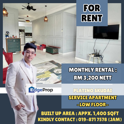The Platino, Skudai. Service Apartment With Fully Furnished For Rent. Good Location and Near Paradigm Mall, Johor, Johor Bahru