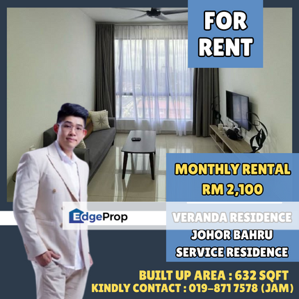 Veranda Residences, Johor Bahru. Service Residence For Rent in Jb Town Area, Johor, Johor Bahru