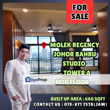Molek Regency, Johor Bahru . Studio Tower A For Sale. Good Condition , Johor, Johor Bahru