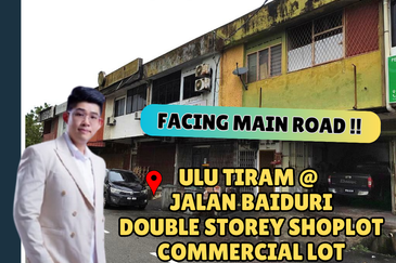 Ulu Tiram, Jalan Baiduri. Double Storey Shoplot Facing Main Road For Sale