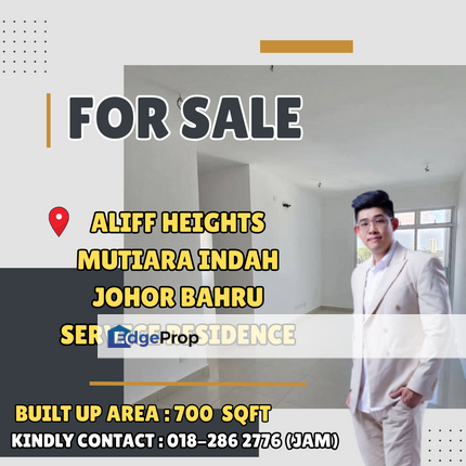 Near Setia Tropika. Aliff Heights Service Residence For Sale , Johor, Johor Bahru