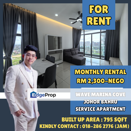 Near Jb Town, CIQ. Wave Marina Cove Service Apartment For Rent, Johor, Johor Bahru