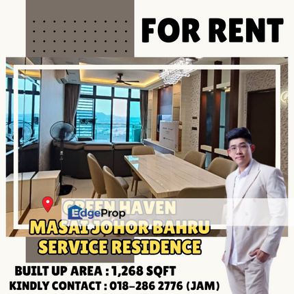 Near Jb Town CIQ, Permas Jaya. Green Haven Sercive Residence For Rent With Good Location, Johor, Masai
