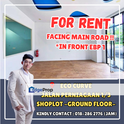 Eco Curve, Double Storey Shoplot- Ground Floor For Rent Only-, Johor, Johor Bahru