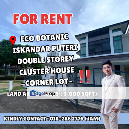 Eco Botanic, Double Storey Cluster Corner Lot For Rent, Johor, Nusajaya