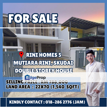 Rini Homes 5, Mutiara Rini Skudai. Double Storey House , Full Loan Unit For Sale, Johor, Skudai
