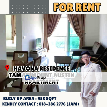 Havona Apartment， Taman Mount Austin. For Rent With Good Condition, Johor, Johor Bahru
