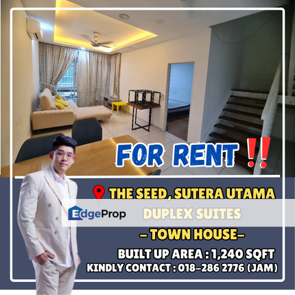 The Seed, Sutera Utama. Duplex Suites Town House, Upper Unit For Rent, Johor, Skudai