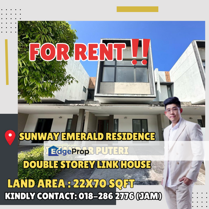 Sunway Emerald Residence, Iskandar Puteri. Double Storey Link House For Rent, Johor, 
