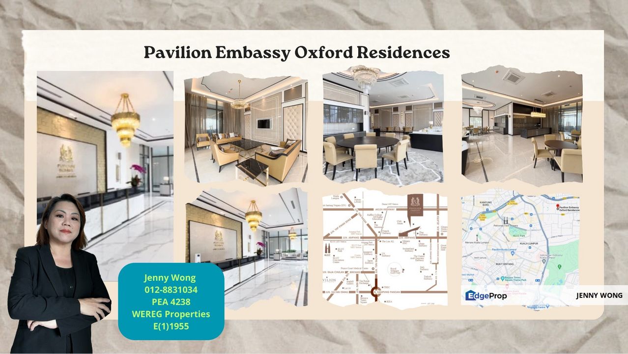 Jalan Ampang Kuala Lumpur 3 Bed + 1 Study 3 Bath @ Pavilion Embassy Oxford Residences For Rent, Kuala Lumpur, Keramat