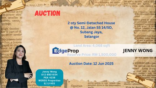 AUCTION: 2-sty Semi-Detached House @ Jalan SS 14/5D, Subang Jaya, Selangor, Selangor, Subang Jaya