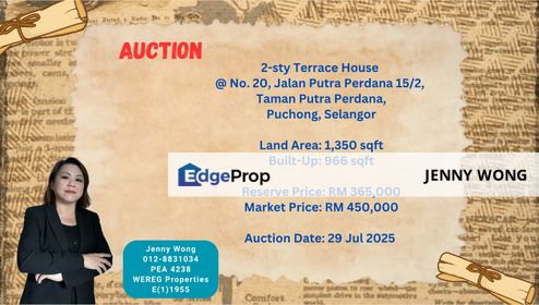 AUCTION: 2-sty Terrace House @ Taman Putra Perdana, Puchong, Selangor, Selangor, Puchong