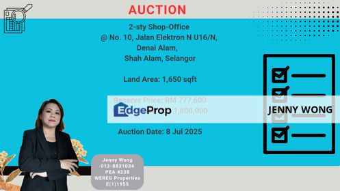 AUCTION: 2-sty Shop-Office @ Denai Alam, Shah Alam, Selangor, Selangor, Shah Alam