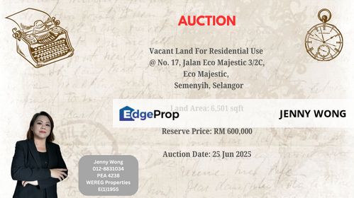 AUCTION: Vacant Land For Residential Use @ Eco Majestic, Semenyih, Selangor, Selangor, Semenyih