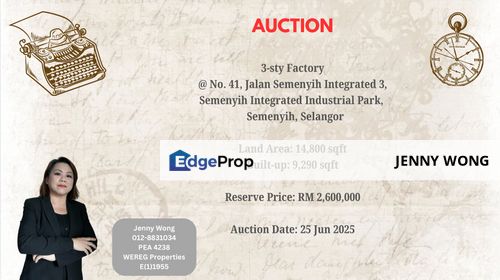 AUCTION: 3-sty Factory @ Semenyih Integrated Industrial Park, Semenyih, Selango, Selangor, Semenyih
