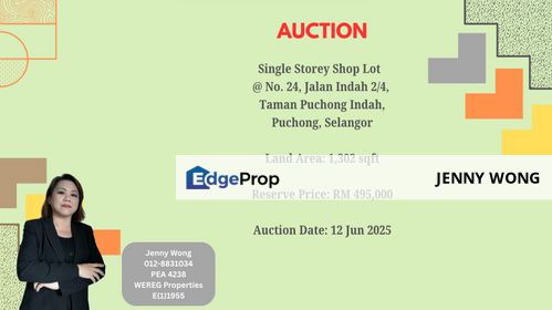 AUCTION: 1-sty Shop Lot @ Taman Puchong Indah, Puchong, Selangor, Selangor, Puchong