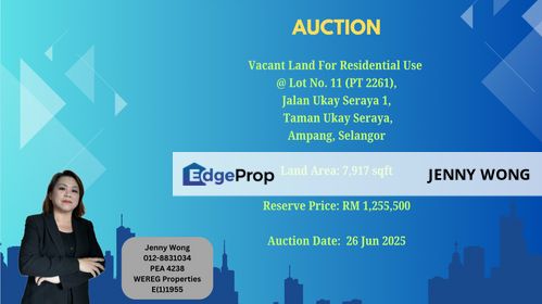 AUCTION: Vacant Land (Lot 11) For Residential Use @ Taman Ukay Seraya, Ampang, Selangor, Selangor, Ampang