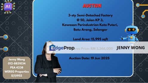 AUCTION: 3-sty Semi-Detached Factory @ Batu Arang, Selango, Selangor, Batu Arang