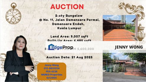 Damansara Heights Kuala Lumpur 2-sty Bungalow For Auction, Kuala Lumpur, Damansara Heights