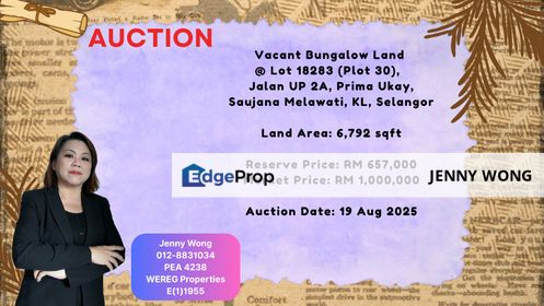 Prima Ukay Saujana Melawati Kuala Lumpur Vacant Bungalow Land For Auction, Selangor, Taman Melawati