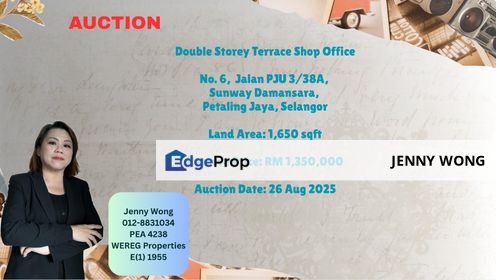 Sunway Damansara Petaling Jaya Selangor 2-sty Terrace Shop Office For Auction, Selangor, Petaling Jaya