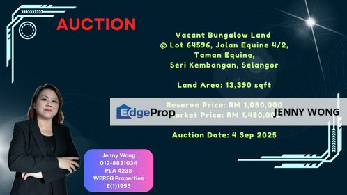 Taman Equine Seri Kembangan Selangor Vacant Bungalow Land For Auction, Selangor, Seri Kembangan