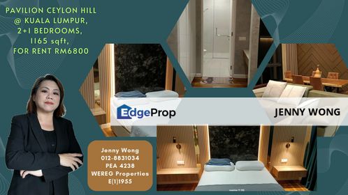 Pavilion Ceylon Hill Bukit Bintang Kuala Lumpur Serviced Apartment 2+1 Bedrooms 1165 sqft For Rent, Kuala Lumpur, Bukit Bintang