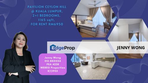 Pavilion Ceylon Hill Bukit Bintang Kuala Lumpur Serviced Apartment 2+1 Bedrooms 1165 sqft For Rent, Kuala Lumpur, Bukit Bintang