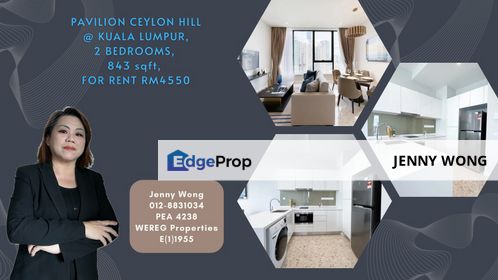 Pavilion Ceylon Hill Bukit Bintang Kuala Lumpur Serviced Apartment 2 Bedrooms 843 sqft For Rent, Kuala Lumpur, Bukit Bintang