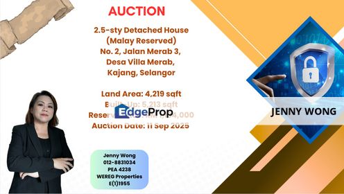 Desa Villa Merab, Kajang, Selangor, 2.5-sty Detached House For Auction, Selangor, Kajang
