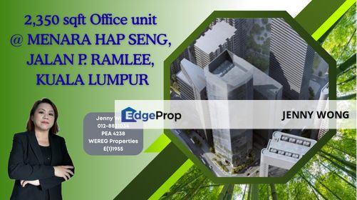 Menara Hap Seng, KLCC, Kuala Lumpur, 2350 sqft Office @ Lvl 4 For Rent, Kuala Lumpur, KLCC