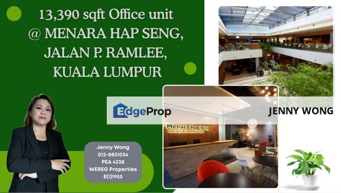 Menara Hap Seng, KLCC, Kuala Lumpur, 13390 sqft Office @ Lvl 15 For Rent, Kuala Lumpur, KLCC
