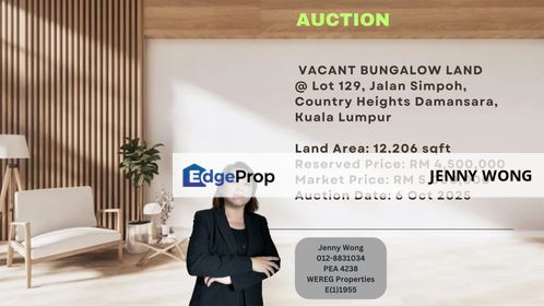 Jalan Simpoh, Country Heights Damansara, Kuala Lumpur, VACANT BUNGALOW LAND FOR AUCTION, Kuala Lumpur, Country Heights Damansara
