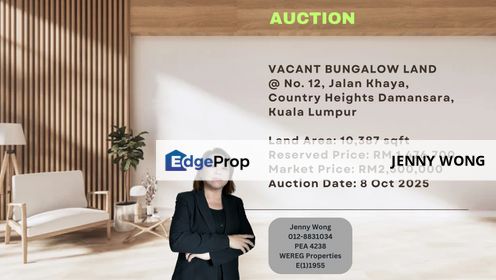 Country Heights Damansara, Kuala Lumpur, VACANT BUNGALOW LAND FOR AUCTION, Kuala Lumpur, Country Heights Damansara