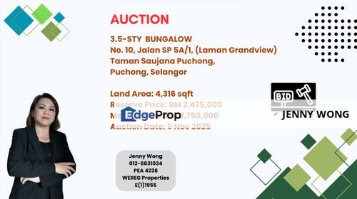 Laman Granview, Taman Saujana Puchong, Puchong, Selangor, 3.5-STY BUNGALOW FOR AUCTION, Selangor, Puchong South