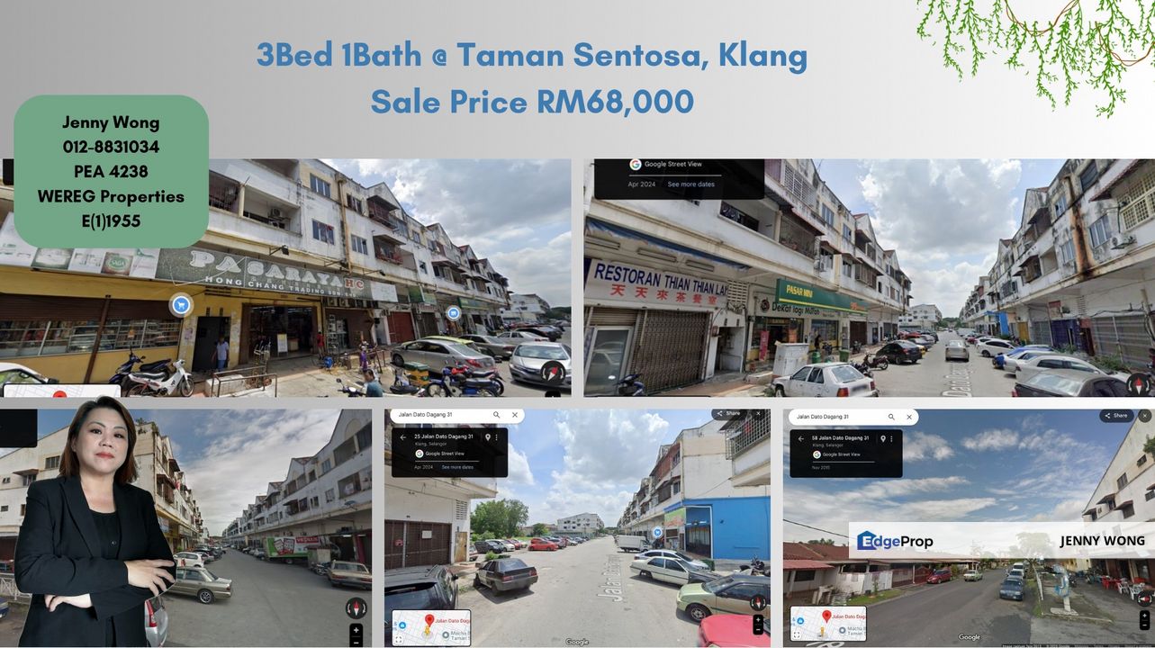 Taman Sentosa Klang Selangor 3 Bed 1 Bath Shop Apartment For Sale, Selangor, Klang