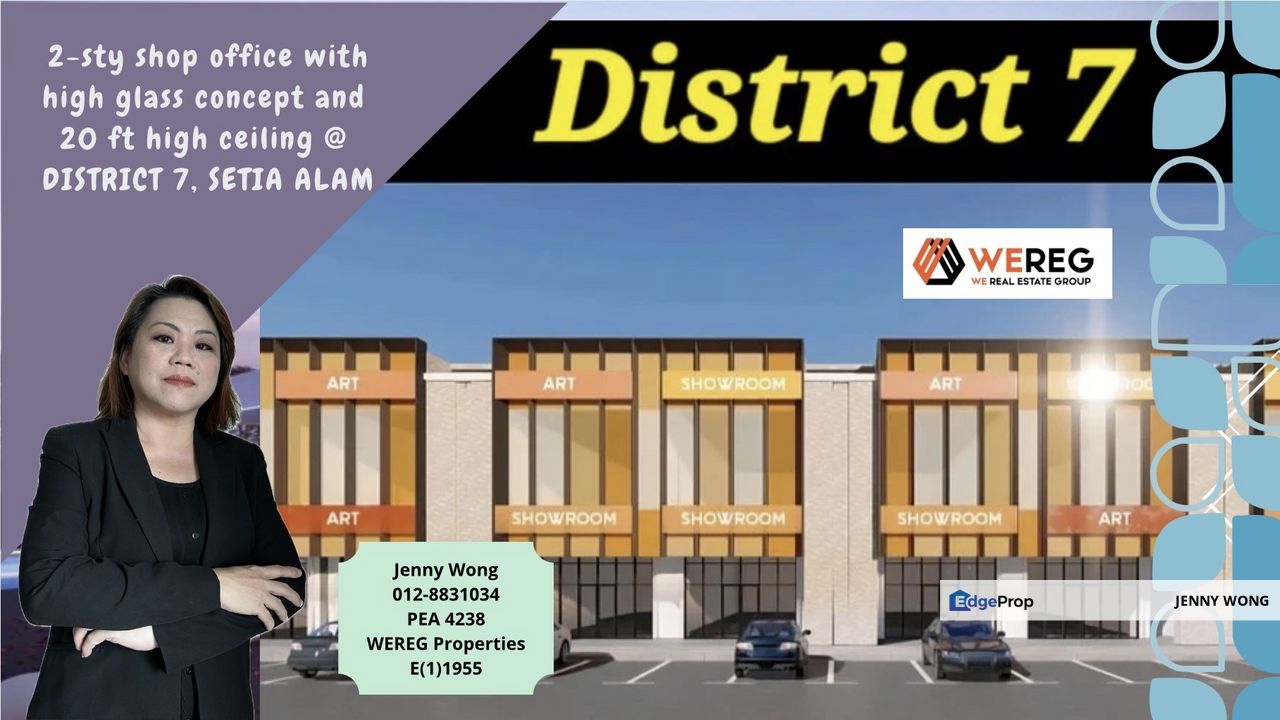 DISTRICT 7, SETIA ALAM, SELANGOR, 2-sty SHOPS OFFICES With Full Glass Concept And 20 ft Ceiling Height FOR RENT (20 units available!), Selangor, Setia Alam/Alam Nusantara