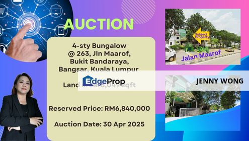 AUCTION: 4-sty Bungalow @ Jln Maarof, Bukit Bandaray, Bangsar, Kuala Lumpur, Bangsar