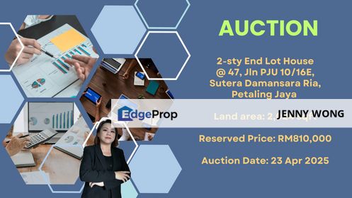 AUCTION: 2-sty End Lot House @ Sutera Damansara Ria, Petaling Jaya, Selangor, Petaling Jaya