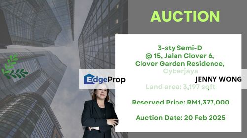 AUCTION: 3-sty Semi-D @ Clover Garden Residences, Cyberjaya, Selangor, Cyberjaya