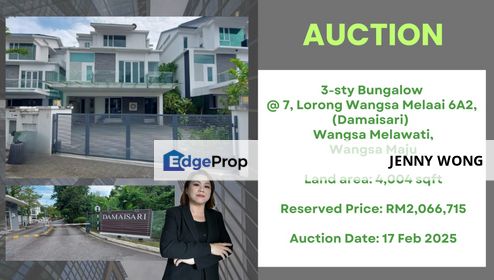 AUCTION: 3-sty Bungalow @ Damaisari, Wangsa Melawati, Wangsa Maju, Kuala Lumpur, Wangsa Maju