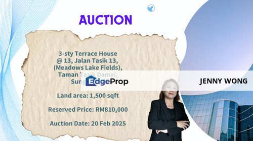 AUCTION: 3-sty Terrace House @ (Meadows Lake Fields) Tmn Tasik Damai, Sungai Besi, Kuala Lumpur, Sungai Besi