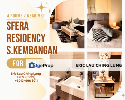 Sfera Residency For Rent, Seri Kembangan ✨ 4 Rooms 2 Carpark + Near MRT [Fully Furnished], Selangor, Seri Kembangan