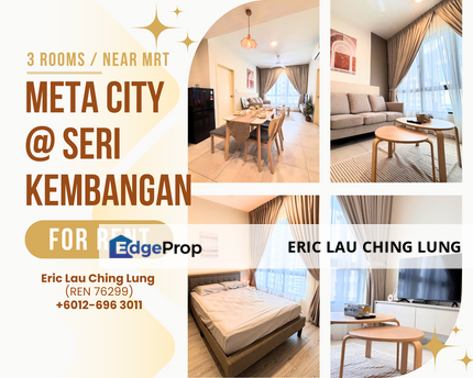 Meta City For Rent, Seri Kembangan [Fully Furnished] 3 Rooms✨ Near MRT, Selangor, Seri Kembangan