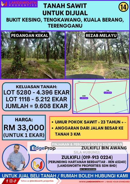 TANAH SAWIT UNTUK DIJUAL DI BUKIT KESING, TENGKAWANG, KUALA BERANG, TERENGGANU, Terengganu, Kuala Berang