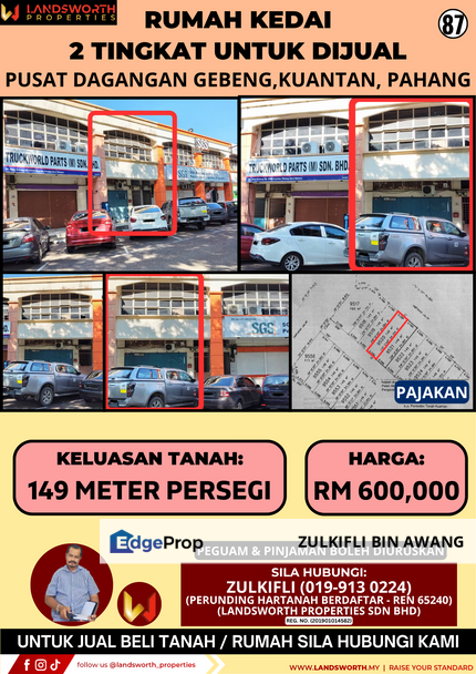 RUMAH KEDAI 2 TINGKAT UNTUK DIJUAL DI PUSAT DAGANGAN GEBENG, KUANTAN, PAHANG, Pahang, Kuantan