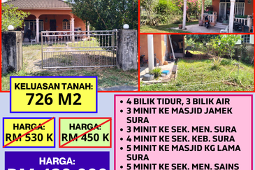 RUMAH BANGLO SETINGKAT UNTUK DIJUAL DI L 31-1, PT 4303, SURA HUJUNG, DUNGUN, TERENGGANU