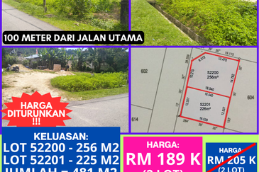 2 LOT TANAH SEMI D (CORNER LOT) UNTUK DIJUAL DI JALAN JASA, KAMPUNG KUBANG KURUS, (BELAKANG SURAU KUBANG KURUS), CHUKAI, KEMAMAN, TERENGGANU