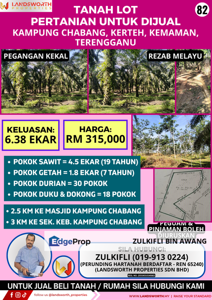 TANAH LOT PERTANIAN UNTUK DIJUAL DI KAMPUNG CHABANG, KERTEH, KEMAMAN, TERENGGANU, Terengganu, Kerteh